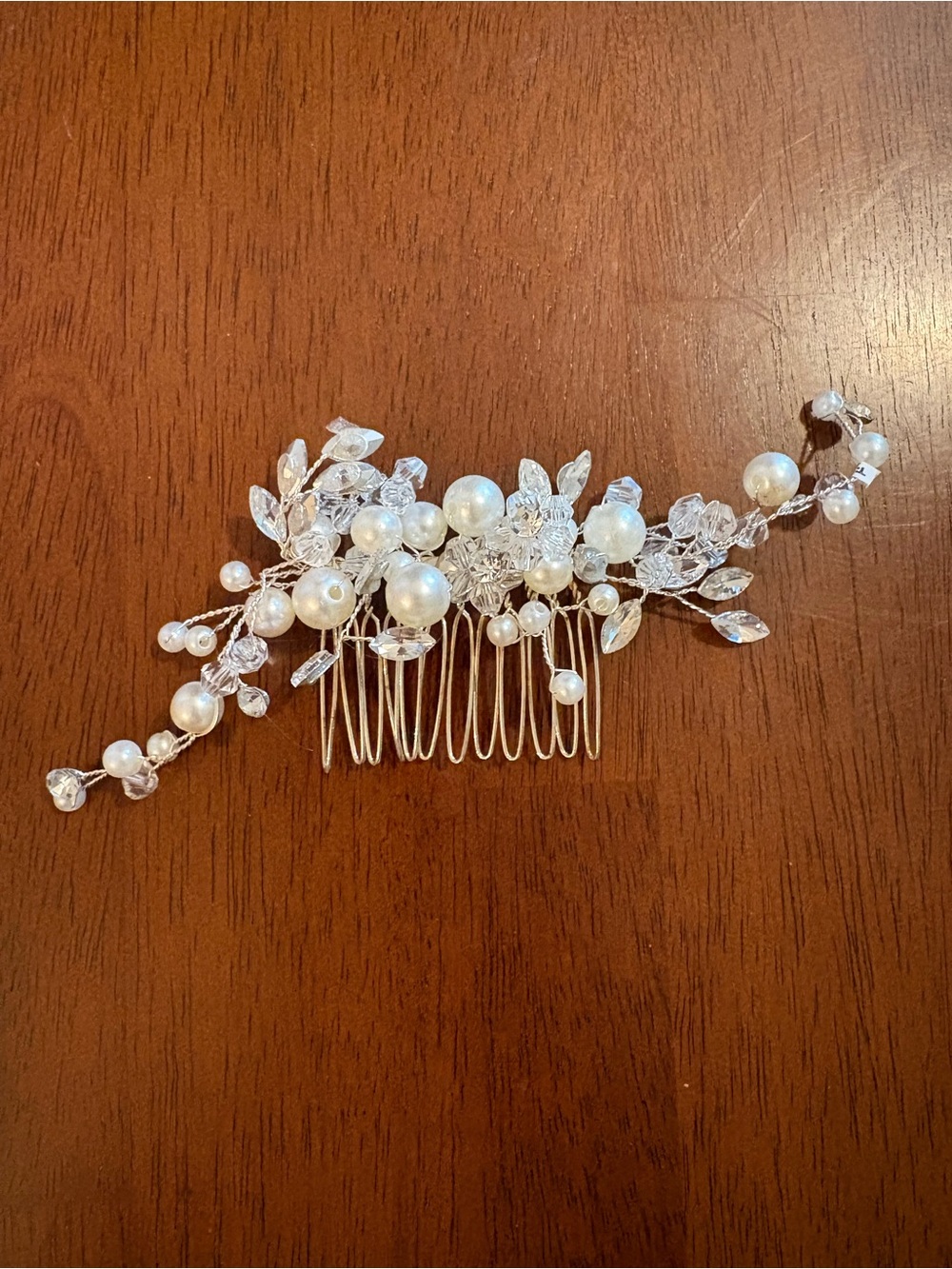 Pearl and Crystal Bridal Hair Comb - White